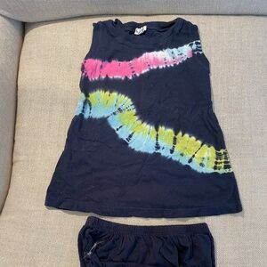 Splendid navy 2 piece set with colorful batik design  sz. 18 -24 months